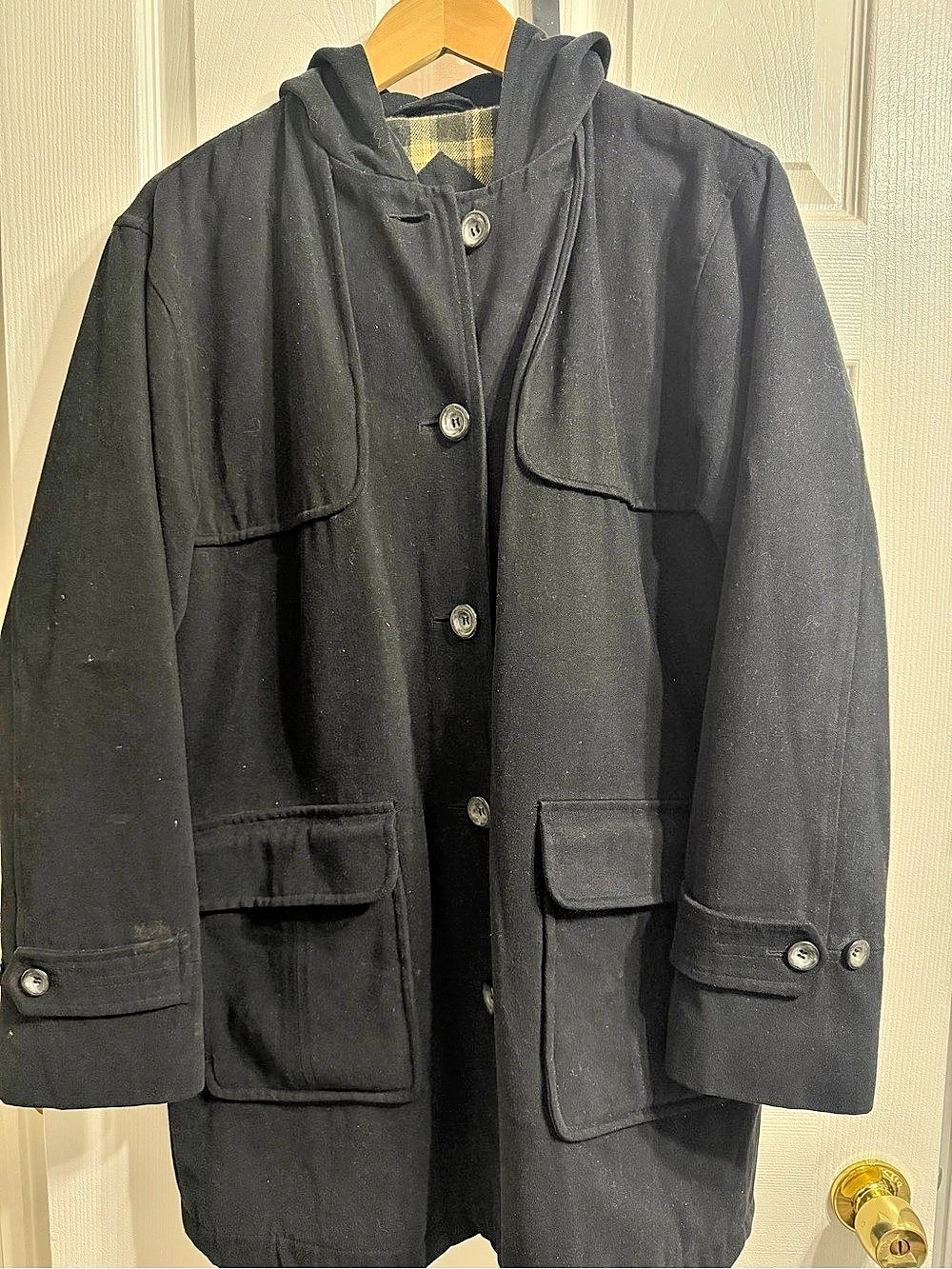 London Fog Hooded Field Jacket Black Medium